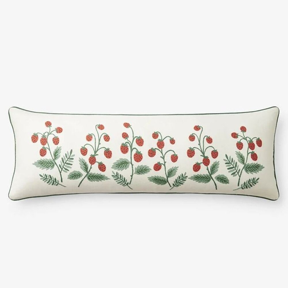 Strawberry Fields Decorative Lumbar Pillow Cover - Cream Multi